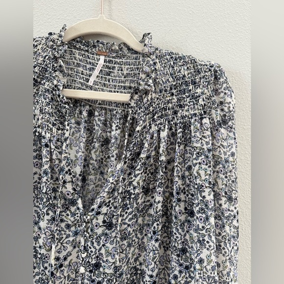 Free People Floral Smocked Blouse - Picture 6 of 7